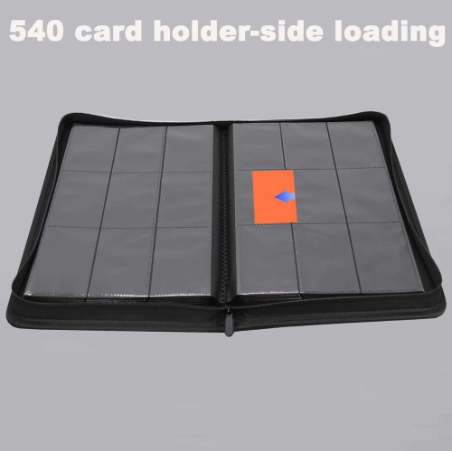 Card Binder 9 Pocket Premium PU Card Folder Card Holder 540 Double Sided Pockets With Zip for Standard Size Cards Collec