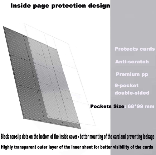 Card Binder 9 Pocket Premium PU Card Folder Card Holder 540 Double Sided Pockets With Zip for Standard Size Cards Collec
