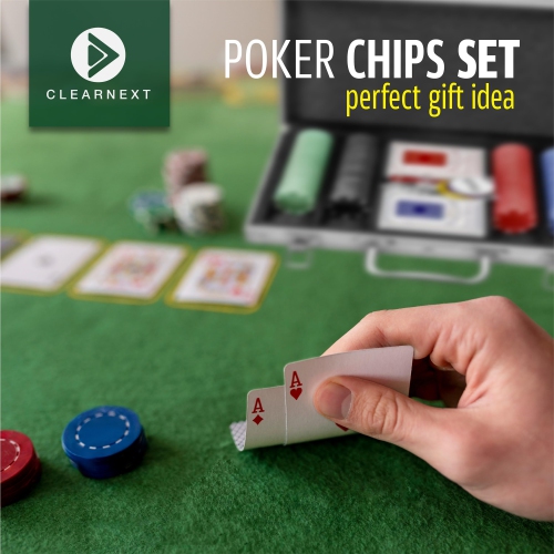 CLEARNEXT Casino Poker Chips Set - 200pcs with Aluminum Case Ideal for Casino Party Accessories for Blackjack, Texas Hol