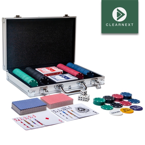 CLEARNEXT Casino Poker Chips Set - 200pcs with Aluminum Case Ideal for Casino Party Accessories for Blackjack, Texas Hol