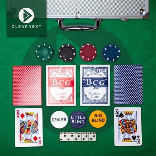 CLEARNEXT Casino Poker Chips Set - 200pcs with Aluminum Case Ideal for Casino Party Accessories for Blackjack, Texas Hol