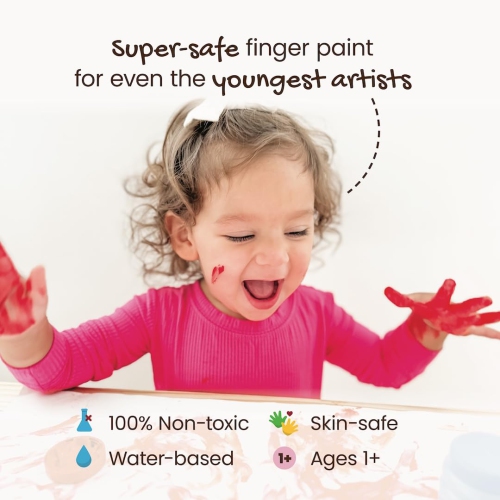 Honeysticks Non Toxic Finger Paint, Washable from Skin, Safe Finger Painting for Toddlers, Kids Ages