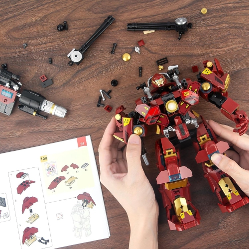 HIGH GODO Mech Robot Transforming Building Blocks Set for Adults,City Warrior Justice Hero Soldier Mech Model Building K