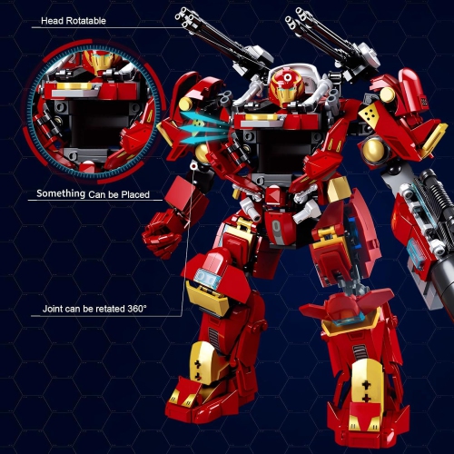 HIGH GODO Mech Robot Transforming Building Blocks Set for Adults,City Warrior Justice Hero Soldier Mech Model Building K