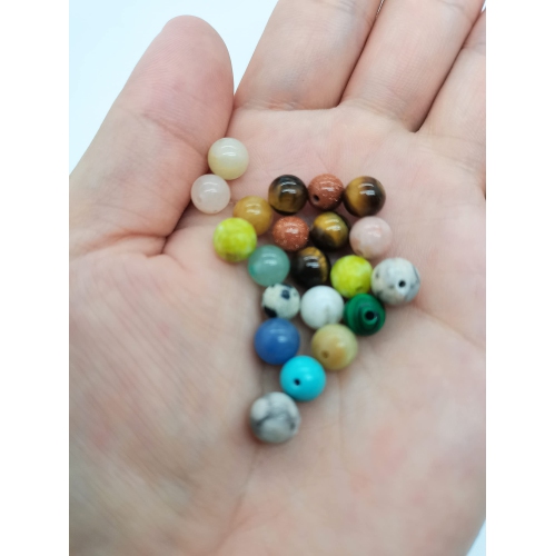 1200pcs 6mm Natural & Synthetic Round Stone Beads Gemstone Beading Loose Gemstone Hole Size 1mm DIY Smooth Beads for Bra