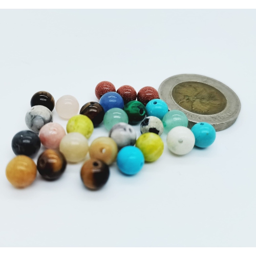 1200pcs 6mm Natural & Synthetic Round Stone Beads Gemstone Beading Loose Gemstone Hole Size 1mm DIY Smooth Beads for Bra