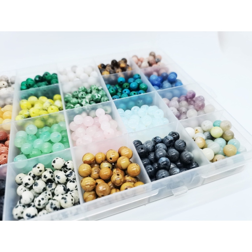 1200pcs 6mm Natural & Synthetic Round Stone Beads Gemstone Beading Loose Gemstone Hole Size 1mm DIY Smooth Beads for Bra