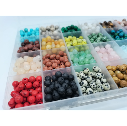 1200pcs 6mm Natural & Synthetic Round Stone Beads Gemstone Beading Loose Gemstone Hole Size 1mm DIY Smooth Beads for Bra