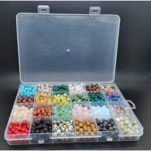 1200pcs 6mm Natural & Synthetic Round Stone Beads Gemstone Beading Loose Gemstone Hole Size 1mm DIY Smooth Beads for Bra