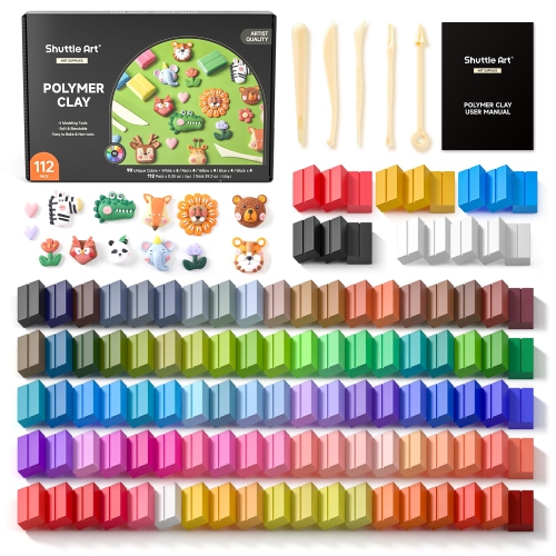 Shuttle Art – Trousse d'argile en polymère à petit bloc 117 PCS, 95 couleurs uniques et couleurs de base supplémentaires, 5 outils pour modélisation