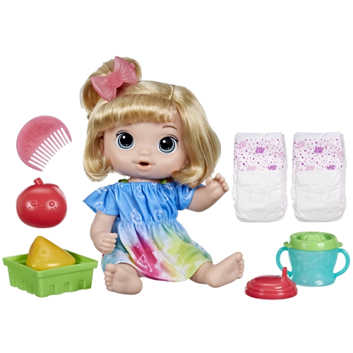 Baby Alive Fruity Sips Doll, Apple, Toys for 3 Year Old Girls, Boys, 12-inch Baby Doll Set, Drinks & Wets, Pretend Juice