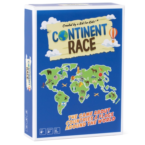 Continent Race Geography Educational Board Game for Kids, Tweens, Family, Friends, Teachers and Classrooms - Learn About