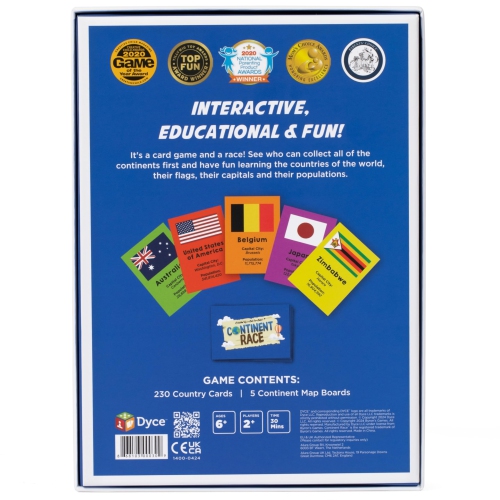 Continent Race Geography Educational Board Game for Kids, Tweens, Family, Friends, Teachers and Classrooms - Learn About