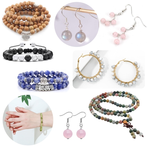 GangGangHao 960pcs Natural Stone Beads Crystals Round Genuine Real Stone Beading Loose DIY Gemstone for Bracelet Jewelry