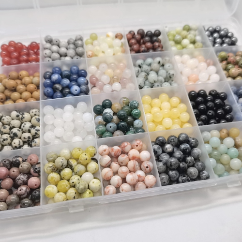 GangGangHao 960pcs Natural Stone Beads Crystals Round Genuine Real Stone Beading Loose DIY Gemstone for Bracelet Jewelry