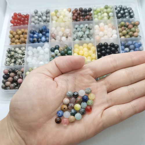 GangGangHao 960pcs Natural Stone Beads Crystals Round Genuine Real Stone Beading Loose DIY Gemstone for Bracelet Jewelry