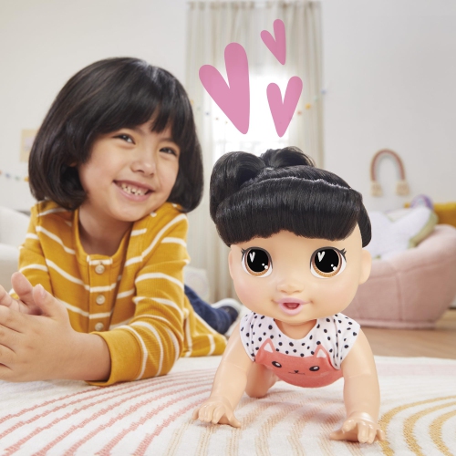 Baby Alive Crawl 'n Play Katie Kat Electronic Crawling Baby Doll Set, Black Hair, Kids Toys for Girls & Boys 3 Years & U