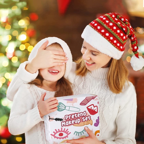 Kids Pretend Makeup Kit for Girl - Pretend Play Beauty Set with Cosmetics Bag Fake Makeup Princess Toys for Little Girls