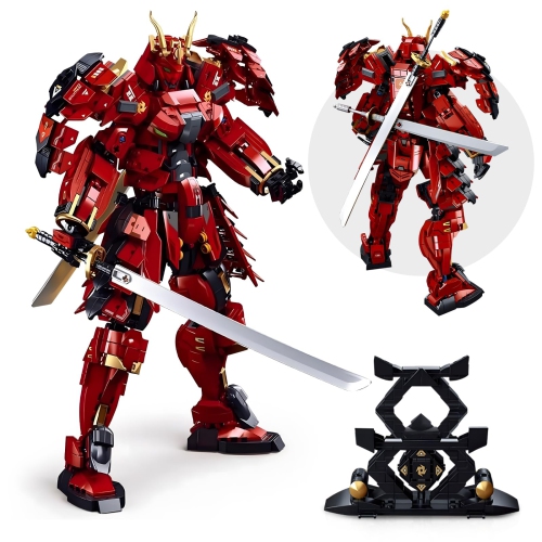 HIGH GODO Samurai Mech Warrior Model Building Sets, Double Swords Robot Building Blocks Toy Set, 923 Pieces Creative Col