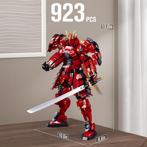 HIGH GODO Samurai Mech Warrior Model Building Sets, Double Swords Robot Building Blocks Toy Set, 923 Pieces Creative Col