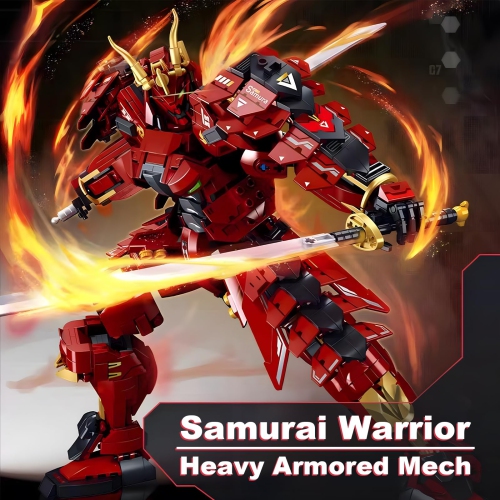 HIGH GODO Samurai Mech Warrior Model Building Sets, Double Swords Robot Building Blocks Toy Set, 923 Pieces Creative Col