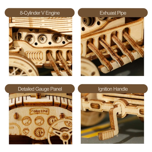 ROKR 3D Wooden Puzzle for Adults-Mechanical Car Model Kits-Brain Teaser Puzzles-Vehicle Building Kits-Unique Gift for Ki