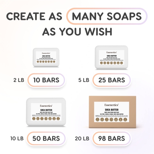 Essencetics 5 LB - Shea Butter Melt and Pour Soap Base - SLS and SLES Free - Premium Glycerin Soap Base for Soap Making