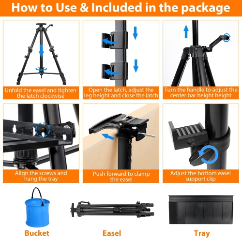 Chevalet pour chevalet d'artiste de peinture VAIIGO, hauteur réglable de 20 à 61&nbsp;po, trépied en métal, chevalet pour Painti