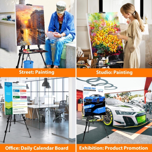 Chevalet pour chevalet d'artiste de peinture VAIIGO, hauteur réglable de 20 à 61&nbsp;po, trépied en métal, chevalet pour Painti