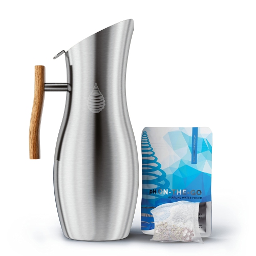 INVIGORATED WATER  Ph Vitality Stainless Steel Alkaline Water Pitcher - Alkaline Water Filter Pitcher By - High Ph Filter