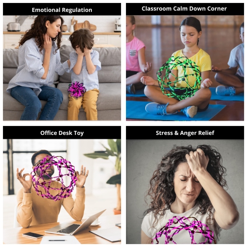 4E's Novelty 3 Pack Expandable Breathing Ball Sphere Toy - Expanding Stress Relief Breathing Ball Toys for Kids & Adults