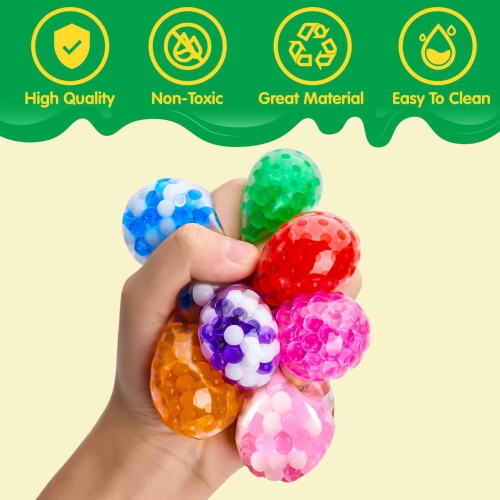 JOYIN Mini Stress Ball Toys, 24 Pack Squeeze Fidget Toys for Adults, Squishy Toy Stress Relief Ball, Relieve Work Anxiet