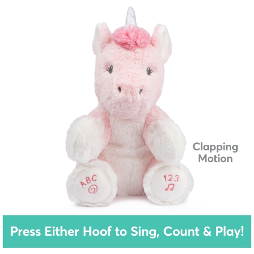 Baby GUND Alora The Unicorn Animated Plush, Singing Stuffed Animal Sensory Toy, Sings ABC Song and 123 Counting Song, Pi