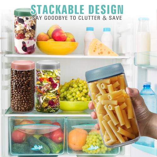 Wide Mouth Mason Jars, Round Glass Jar Overnight Oats Jars with Airtight Lids, Leak Proof Clear Glass Jars with Lid, Gla