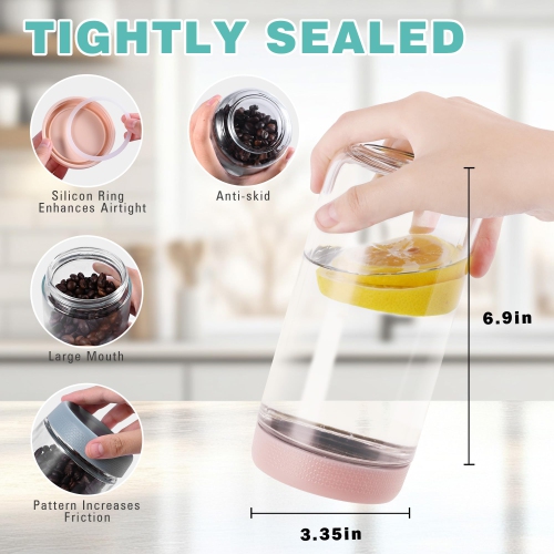 Wide Mouth Mason Jars, Round Glass Jar Overnight Oats Jars with Airtight Lids, Leak Proof Clear Glass Jars with Lid, Gla