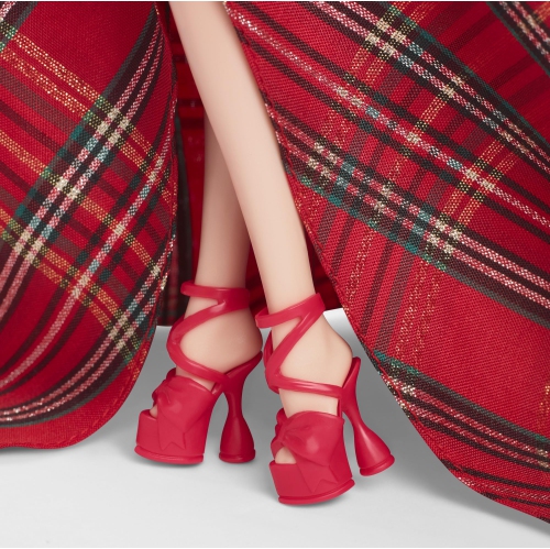 Barbie Signature Doll, 2024 Holiday Barbie Blonde Fashion Doll Wearing Gown with Plaid Skirt, Seasonal Collector Gift in