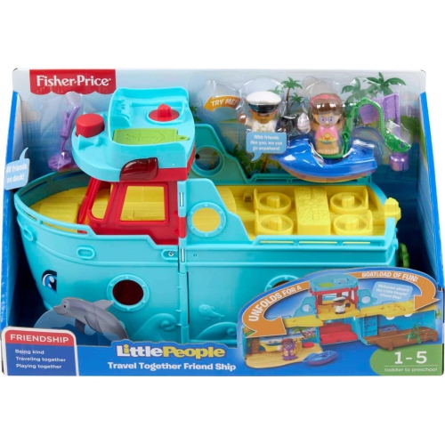 Fisher-Price Little People Toddler Toy Travel Together Friend Ship Musical Playset with 2 Figures for Pretend Play Kids
