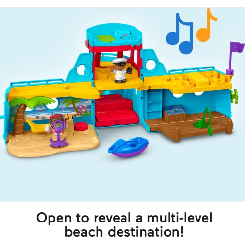 Fisher-Price Little People Toddler Toy Travel Together Friend Ship Musical Playset with 2 Figures for Pretend Play Kids