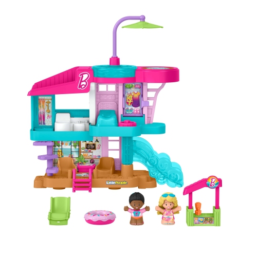 Fisher-Price Little People Toddler Toy Barbie Beach House Playset with Figures & Accessories for Preschool Pretend Play