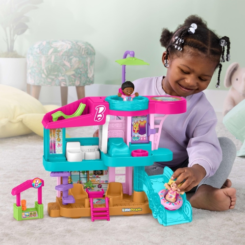 Fisher-Price Little People Toddler Toy Barbie Beach House Playset with Figures & Accessories for Preschool Pretend Play
