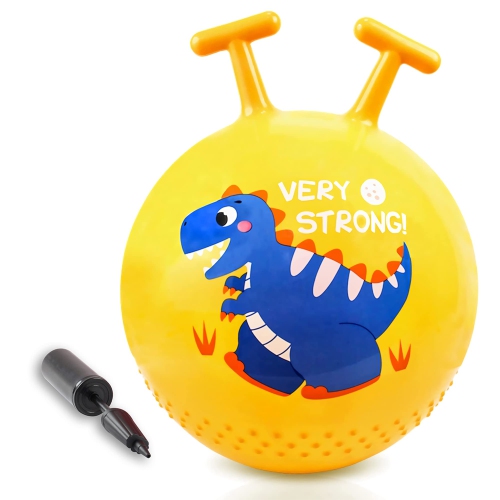 INHAHLAND  Hopper Ball, Sit And Bounce, Balance Ball And Ball Chair for Kids, Dinosaur Toys for 3-8 Boys Girls, (45Cm, Yellow) - Pu