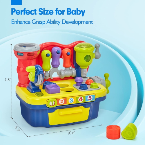 hahaland Baby Toys 12-18 Months Development, Toddler Toys for 1 2 3 Year Old Boys Girls Gifts, Multifunctional Music Lig