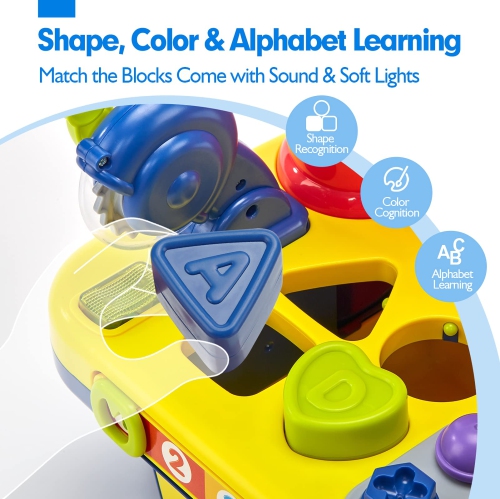 hahaland Baby Toys 12-18 Months Development, Toddler Toys for 1 2 3 Year Old Boys Girls Gifts, Multifunctional Music Lig