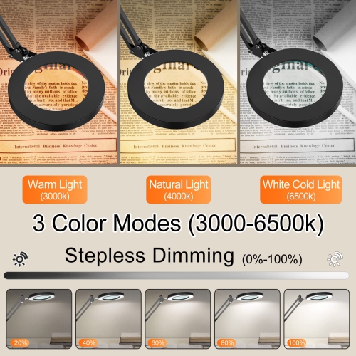 Lampe grossissante Lighting LED 5X avec pince 360