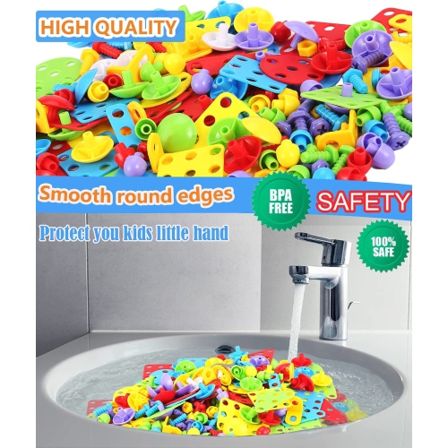 Parhlen Educational Toys Building Blocks, 244 Pieces Electric Screwdriver DIY Building Toys for Both Boys and Girls, Edu