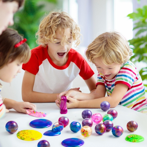 Ankyle 24 Pack Galaxy Slime Party Favors for Kids Slime Balls Bulk Stretchy & Non-Sticky DIY Stress Relief Putty Toy Bir