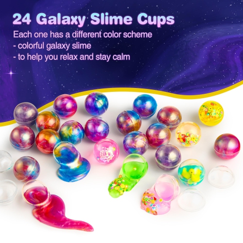 Ankyle 24 Pack Galaxy Slime Party Favors for Kids Slime Balls Bulk Stretchy & Non-Sticky DIY Stress Relief Putty Toy Bir
