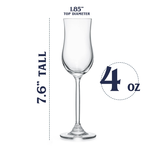 Cognac Brandy, Tequila and Dessert Wine Snifter Glasses | Set of 4 Small Tasting Tulip Copitas for Sipping Armagnac, Spi