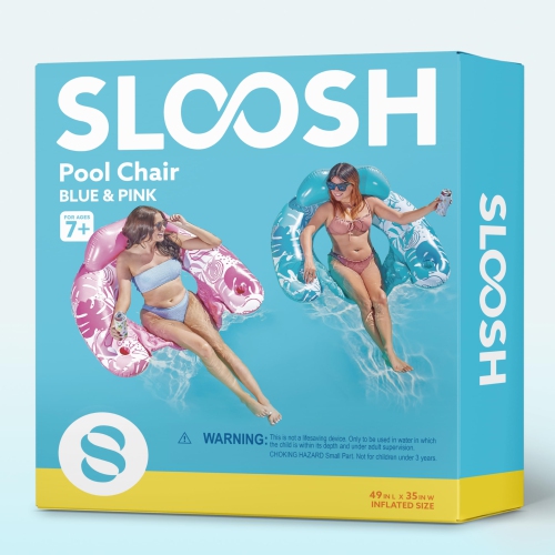 Sloosh Inflatable Pool Floats Adult, 2 Pack Pool Chairs with Cup Holders, Blow up Floating Pool Floats Chair, Pool Float