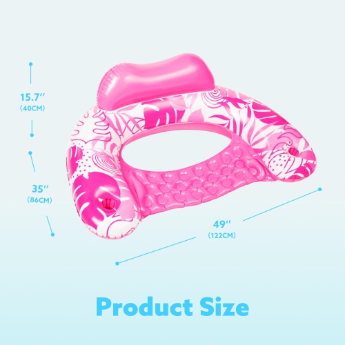 Sloosh Inflatable Pool Floats Adult, 2 Pack Pool Chairs with Cup Holders, Blow up Floating Pool Floats Chair, Pool Float